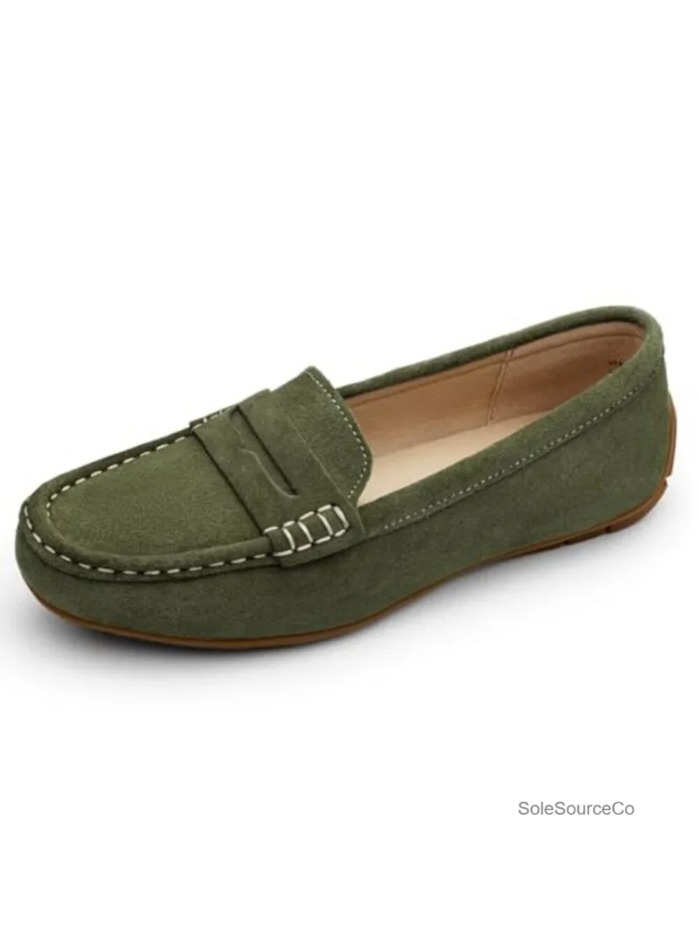 Suede Leather Penny Loafers Slip-On Memory Foam Comfort Work Office Flats